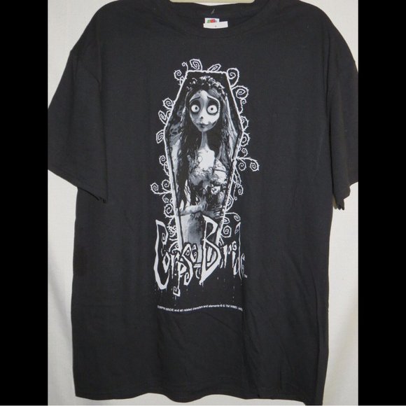 NWT "CORPSE BRIDE" black Fruit Of The Loom t-shirt, Large - Picture 1 of 5